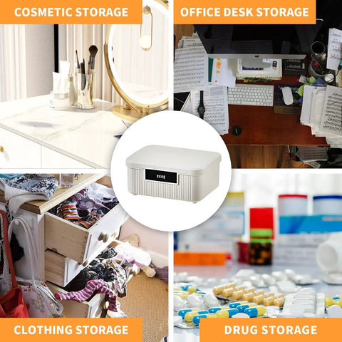 Solid Heavy Duty Lockable Storage Container Bin With Easy Combo Lock Secure File Organizer Box For Home Office Gear Built Tough Plastic Tote In White Finish