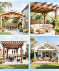 Pergolas and porches using Beefed Up Heavy Duty 45 Degree Arc Wood Post And Beam Angle Brackets Kit, black, 8 pack, rustproof.