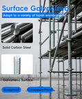Galvanized scaffolding showing Four Pack 18 Inch Adjustable Leveling Jacks For Baker Style Scaffolding, 3307 Lbs Load Capacity.