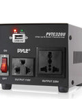 Front view of Beefy 500W Step Up Step Down Voltage Converter With USB Charging Port 110V To 120V And 220V To 240V and Back Safe breaker