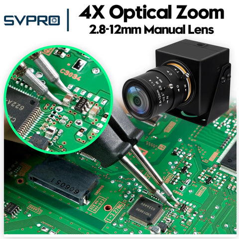 Global Shutter USB Camera For Ultra Sharp High Speed Capture At 1200P 90FPS With 2.8-12mm Zoom Lens And Manual Focus Close-Up Webcam