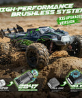 Brushless 1/10 Scale RC Car For Adults With 4x4 All Terrain Off Road Beast, Waterproof Monster Truck, 60 KPH on sand