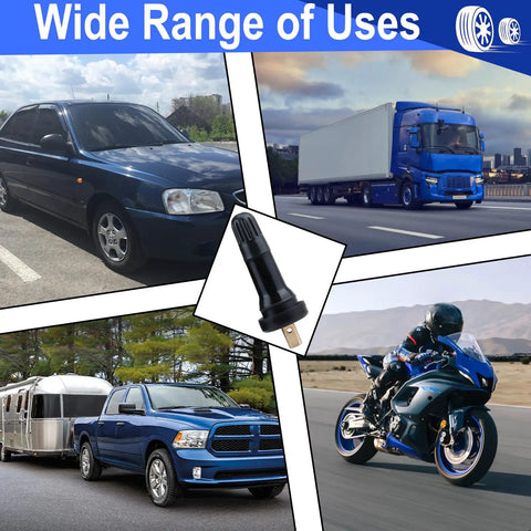 5 Pack TPMS Tire Pressure Valve Stem Replacement Kit For Your Daily Driver Sturdy rubber valve in use on vehicles and trailers.
