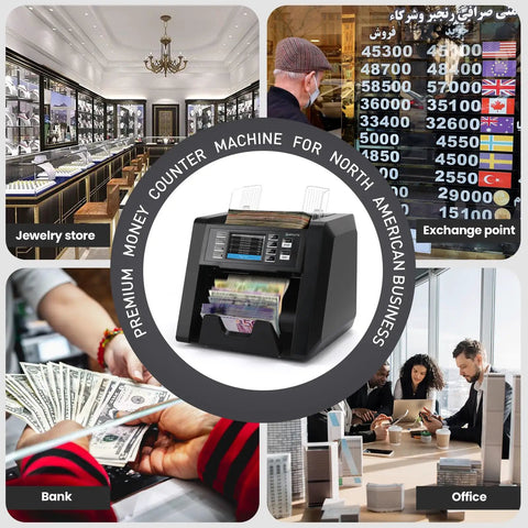 Multi Currency Money Counter Machine With Counterfeit Detection And Printer Touch Screen Cash Counter in retail settings