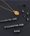 Price Display Cube Tags Set 50 With Adjustable Stand for jewelry shop pricing shown with necklace and black plastic cubes