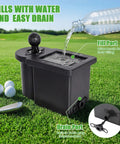 Universal Golf Cart Ball Washer And Club Head Cleaner Kit With Easy Snap Mount And Bad Ass Heavy Duty Power Brushes To Wash Down Your Toys And Feel Right At Home showing fill and drain ports on the product.