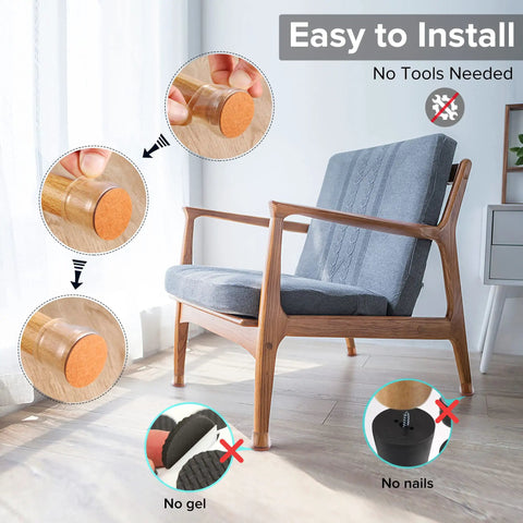 Upgraded 2mm Thick Silicone Chair Leg Floor Protectors For Hardwood Floors With Round And Square Cap Covers Furniture Sliders Felt Pads To Stop Scratches And No Squeaks Transparent 24 Pieces on chair