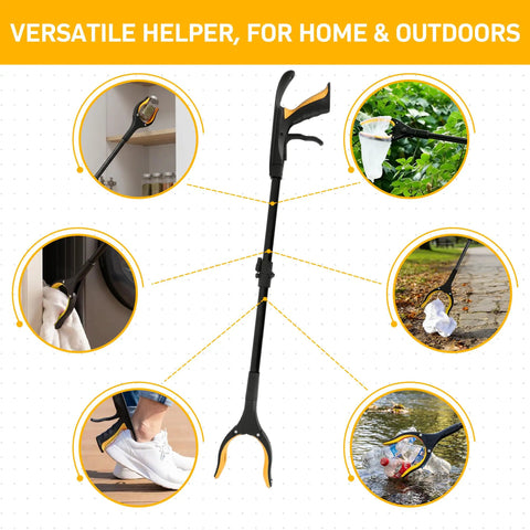 32 Inch Folding Reacher Grabber Tool With Shoehorn, 360 Degree Rotating Head, Magnetic Pick Up, Long Reach For Seniors, Arthritis Friendly Assist Tool, Easy On And Off Shoes, Durable Lightweight Aid No Bending Required