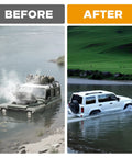 Before and after using High Flow Differential Breather Kit for 4x4 off-road Jeeps and trucks crossing water safely.