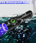 395 Nm UV Scuba Dive Light With Power Indicator Waterproof Black Light Flashlight for underwater fluorescence in water