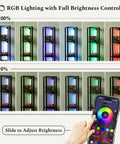 Fancy LED Display Shelf With Dimmable Lights, Modern Floor Lamp Cabinet With Four Adjustable LED Poles, brightness control demo