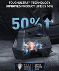 Tire Inflator Portable Air Compressor For Cars With Fast Inflation Digital Pressure Gauge Auto Shut Off LED Light 12V DC Powered 9.8 Ft Cord Great On The Go Car Tire Pump For Home And Roadside Emergencies, black cutaway view with 50% graphic