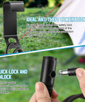 Close-up of Heavy Duty Cooler Lock Bracket with Security Cable featuring quick lock mechanism in outdoor setting