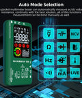 Digital Multimeter With Infrared Thermometer And Rechargeable Battery, displaying auto mode selection features on screen.