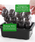 Six Pack Seed Starter Tray Kit with Humidity Dome and Base showing transparent dome and drainage holes.