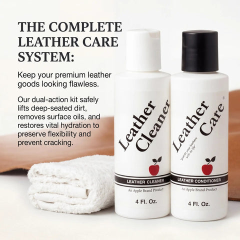 Premium Leather Cleaner And Conditioner Kit, 4 fl. oz. bottles for leather care with cleaning cloth, restores flexibility and lifts grime.