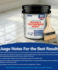 Legit Invisible Waterproof Sealant That Blocks Every Leak On Roofs Walls Windows And Showers With A Clear Water Base Shield Built For Heavy Duty Use Indoors And Outdoors in 141 oz container with brush on tiled surface.