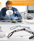 10X Magnifying Glass With Light And Stand Handy Hands Free Desk Lamp Magnifier With Real Glass Lens for crafting and repairs