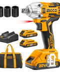 20V Cordless Impact Wrench Set With Brushless Motor Half Inch Drive Beefy Power Includes Two Batteries Fast Charger 3 Sockets Handy Carry Bag Model CIWLI2001A image