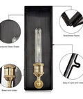 Solid Brass Outdoor Wall Lantern Sconce With Tempered Glass For Exterior Porch And Patio Rectangular Waterproof Lighting details