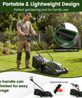 Corded 14 Inch Electric Push Lawn Mower With 3 Position Height Adjustment 9.3 Gallon Grass Collection Box 12 Amp Motor 1500W Power Lightweight Walk Behind Mower Easy To Maneuver For Small To Medium Yards Green, shown with folded handle