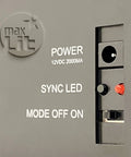 Close-up of power switch and control panel on Oval Shaped LED Tube Neon Open Sign 24 By 12 Inches Ultra Bright Blue And Red Ready To Use
