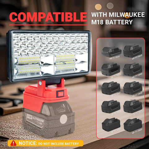 Cordless LED Work Light For M18 Battery, 9000 Lumens Flood Light With Dual USB Charging, Battery Powered Battery Not Included