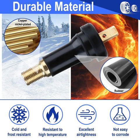 Durable rubber valve stem from 5 Pack TPMS Tire Pressure Valve Stem Replacement Kit For Your Daily Driver, resistant to temperature changes.