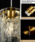 Sleek Gold Brushed Finish 2 Pack Modern Water Ripple Glass Pendant Lights With Adjustable Hanging Cords For Kitchen Island Dining Room Over Sink Super Dope Setup, top view showcasing structure.