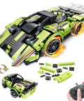 2-In-1 Remote Control Race Car And Off Road Truck Building Set For Kids with snap together blocks and remote control