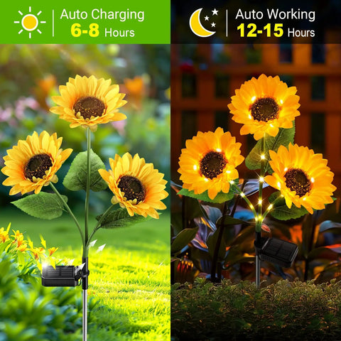 9 Sunflower Solar Garden Lights Outdoor Set Waterproof Auto On Off Solar Decorative Lights For Yard Patio Backyard Upgraded