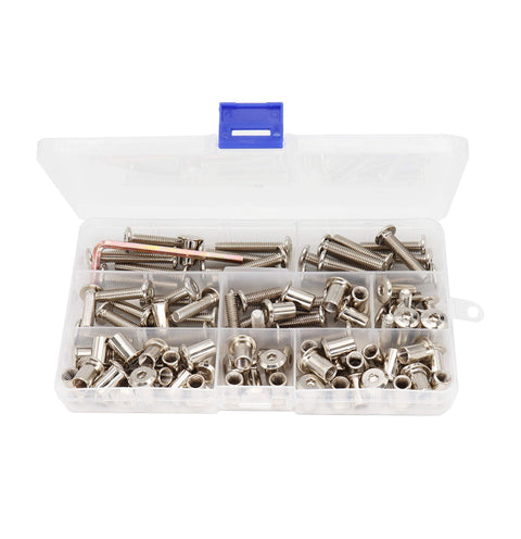 Rivet Countersunk Hex Socket Cap Bolts and Hex Head Barrel Nuts Kit for DIY Furniture Projects M6x15 20 25 30 35mm 4mm Hex Nickel Plated Set