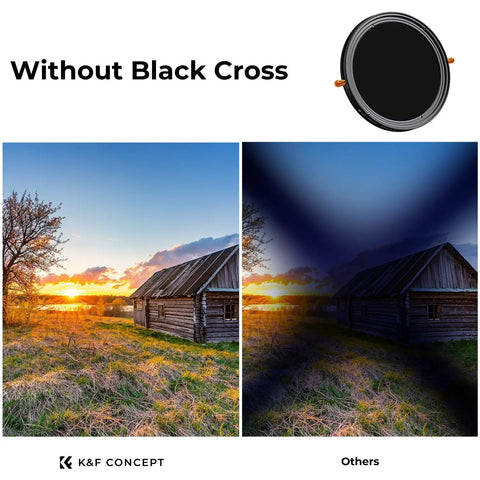 67mm Variable ND And CPL Two In One Filter For Camera Lenses Waterproof Nano D Series, no black cross, barn sunset comparison