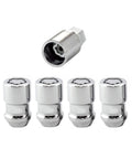 Premium Chrome Cone Seat Wheel Locks Set Of 4 With Exclusive Key, chrome finish, anti-theft design, secure installation.