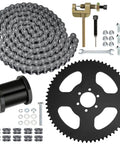 65 Tooth Sprocket And 35 Chain With 140 Links Replacement Kit For Coleman Baja Mini Bikes And Motovox Predator 97cc 100cc Mini Bikes Built For Off Road Fun Includes CT100U CC100X DB30 MBX10 Doodle Bug Blitz Dirt Bug Racer showing full kit components