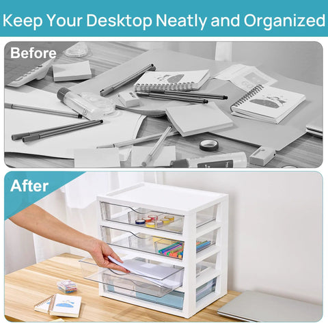 Slick Clear Desktop Organizer With Four Tier Pull Out Drawers And Built In Dividers Keep Your Boss Level Workspace Clean And Ready To Grind For Any Office Supplies Or Stationery Storage Setup