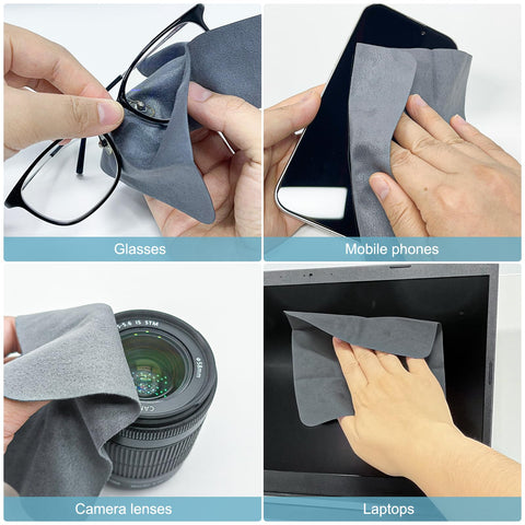 10 Pack Microfiber Cleaning Cloths For Electronics, Camera Lenses, Eyeglasses, Phones And Laptops Safe Gentle Wipe Kit 7.1x5.9 In Gray
