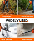 Beast 3-In-1 Gas Leaf Blower Mulcher And Vacuum With 450 CFM Air Flow performing leaf, gravel, snow, and dust disposal outdoors
