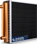 16x17 Water To Air Heat Exchanger With 1 Inch Copper Ports And Hot Water Coil, front view showing copper tubes and aluminum fins