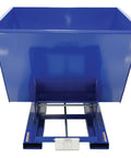 Heavy Duty Steel Self Dumping Hopper Rock Solid Workhorse Featuring 6000 Lbs Payload And 2 Cubic Yard Storage view of blue hopper front angle