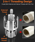 Heavy Duty 3PCS Carbon Steel Pipe Threading Tool Kit for 1/2 3/4 and 1 Inch PVC Pipes drill compatible 2-in-1 threading design