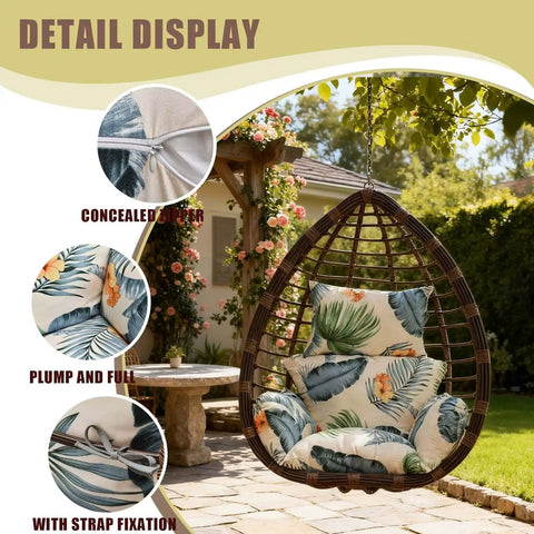 Patio Hanging Egg Chair Cushion Replacement Thick Seat Pad For Outdoor Hammock Swing Chair Black Ultra Plush Comfort Easy Fit