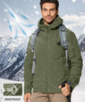Men's Tactical Fleece Lining Jacket With Front Zip Left Zip For Hunting And Mountaineering Go To Windproof Thermal Coat in snow