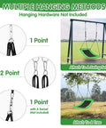 Giant 60 Inch Platform Tree Swing for Kids and Adults Indoor Outdoor Large Swing with Oxford Fabric Adjustable Hanging Ropes Built to Last in Backyard Park or Playground showing multiple hanging methods.