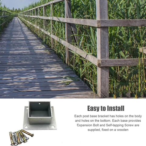 Heavy Duty Stainless Steel Fence Post Anchor Base And Pergola Support Bracket 2 Pack Rock Solid Deck Hardware For Concrete Or Wood Yards 190X190Mm Built Tough Weather Resistant Quick Setup
