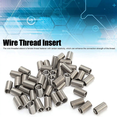 50 Piece Wire Thread Insert Sleeve Kit For M10 X 1.5 Screws Stainless Steel 304 Coiled Inserts scattered on white surface