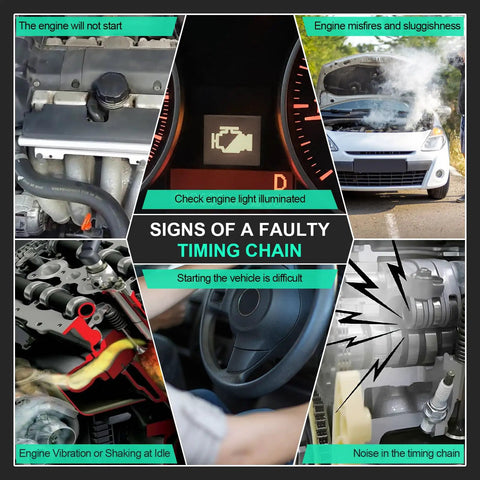 Signs of a faulty timing chain for Chevrolet Malibu Equinox GMC Terrain Buick LaCrosse Regal Verano 2010 2015 models.
