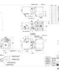 Blueprint diagram for Beefy Double Acting Hydraulic Pump Assembly With Power Up And Power Down, 3200 PSI Max, includes components layout