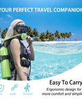 Person using 2.3L Mini Scuba Tank For Travel And Training, Portable Aluminum Dive Tank With 16 Cu Ft Capacity in tropical water