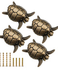 Hidden Turtle Knobs Four Pack With Screws Nautical Beach Theme Drawer Pulls Bronze Finish For Dresser Cabinet Cupboard Wardrobe Kitchen